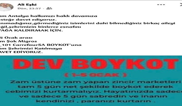 Esnaftan boykot çağrısı